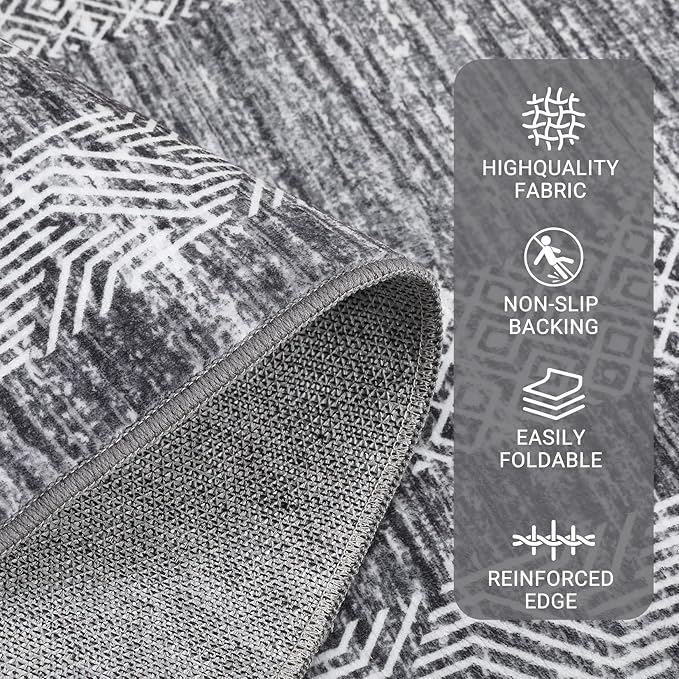 GarveeHome 2x6 Modern Bordered Runner Rug Soft Non Slip Washable Floor Carpet - Image 2