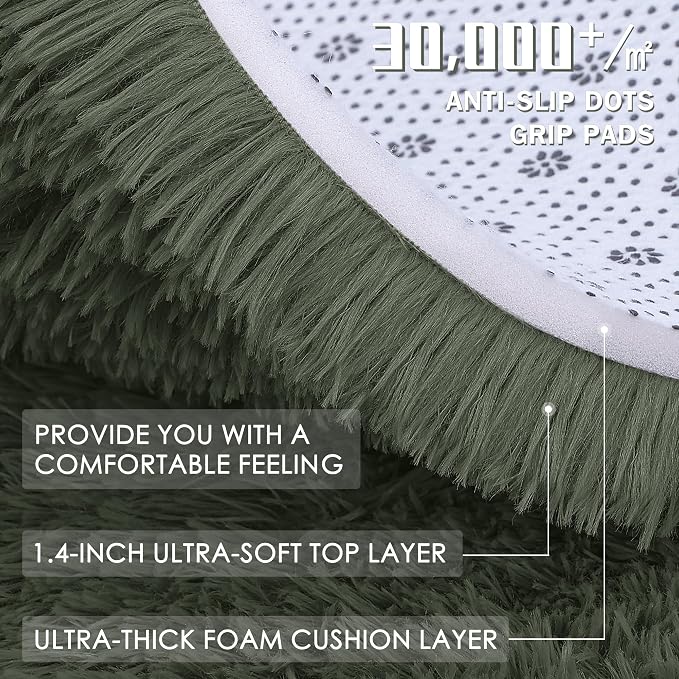 OLANLY Olive Green Round Rugs for Bedroom - Image 5