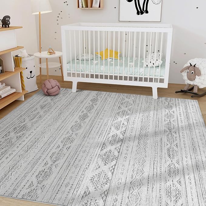 Nakagishi 9x12 Area Rug Living Room: Washable Boho Large Neutral Soft Farmhouse - Image 8