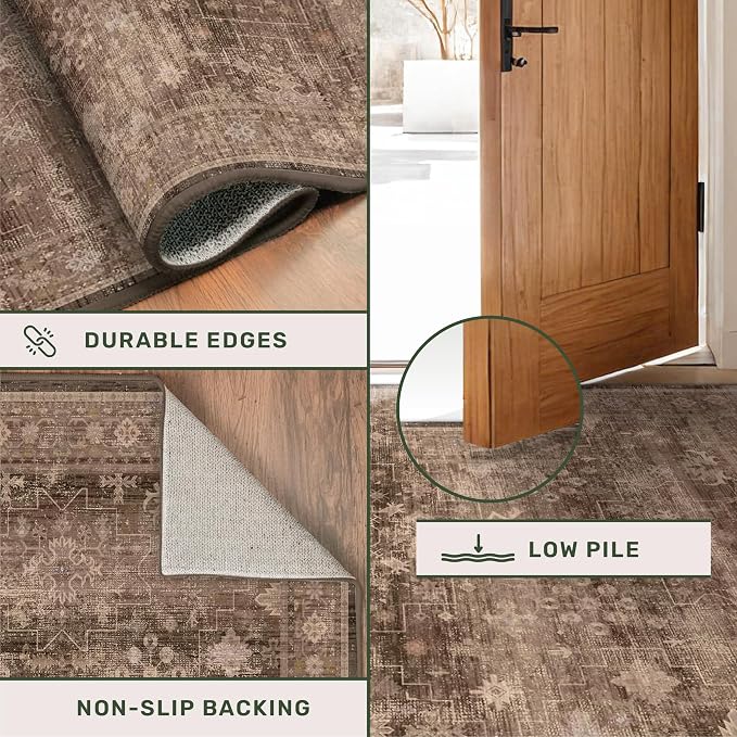 Brown Washable Long Runners for Hallways, 2x10 Wide Kitchen Runner Rug - Image 5