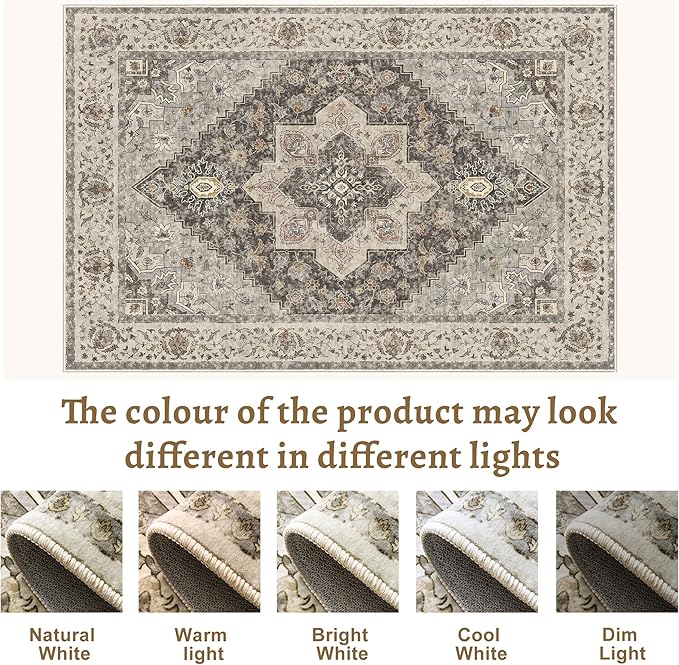 Tangsoo 2x10 Washable Runner Rug for Hallways, Non Slip Vintage Runner Rug, Soft Low Pile Long Runner, Print Distressed Brown/Grey Carpet Runners for Kitchen Bedroom Entryway Bathroom Living Room
