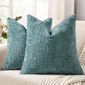 decorUhome Summer Teal Chenille Throw Pillow Covers 16x16 Set of 2 Textured by decorUhome