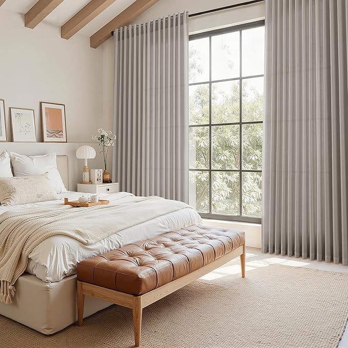 Nanspring Stone Grey Linen Curtains 84 Inch Length 2 Panels Set - Image 7