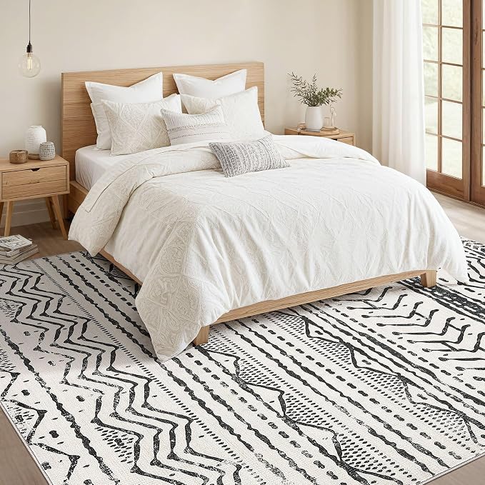 Nakagishi Area Rug Living Room Rugs: 6X9 Machine Washable Boho Large Neutral - Image 4