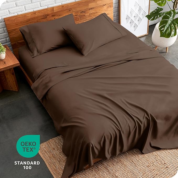 Bare Home Full Sheet Set - Luxury 1800 Ultra-Soft Microfiber Full Bed Sheets - Double Brushed - Deep Pockets - Easy Fit - 4 Piece Set - Bedding Sheets & Pillowcases (Full, Cocoa)