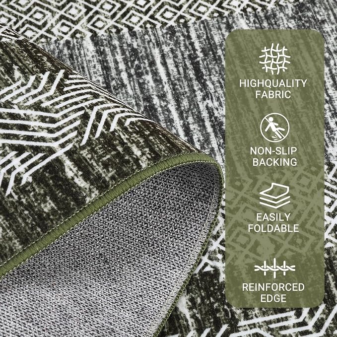 GarveeHome Modern Geometric Area Rug 4x6 Distressed Bordered Washable Non Slip - Image 5