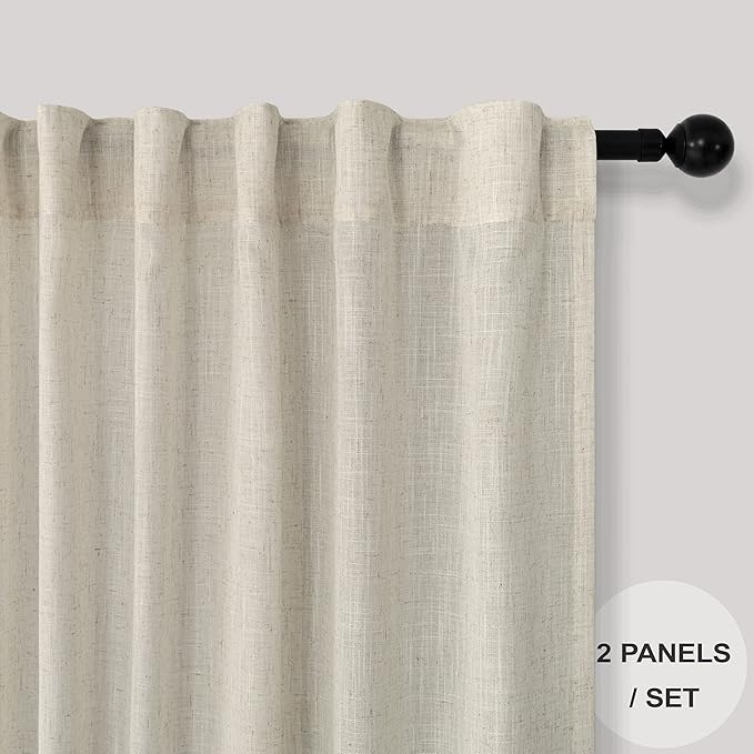 Pitalk Beige Boho Curtains 58 Inches Long - Image 2