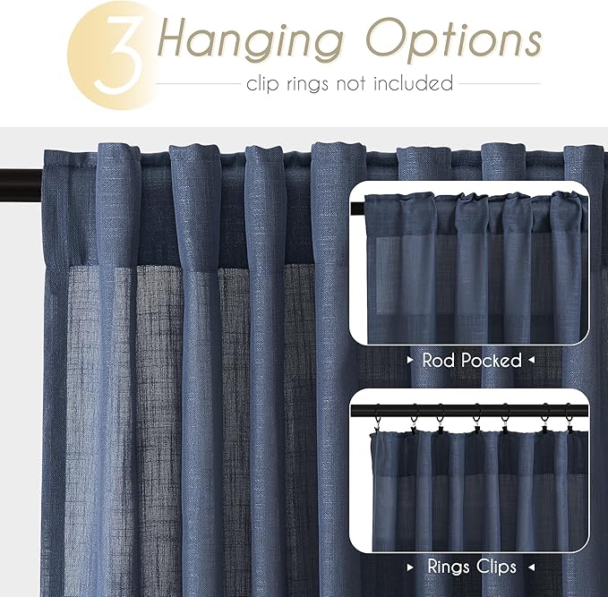 Navy Blue Curtains 96 inch Length - Image 2
