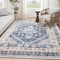 zesthome 6x9 Area Rug, Super Soft Washable Rugs for Living Room, Non-Slip Stain Resistant Vintage Rugs, Ultra-Thin Large Area Rugs (Blue/Beige,6'x9')