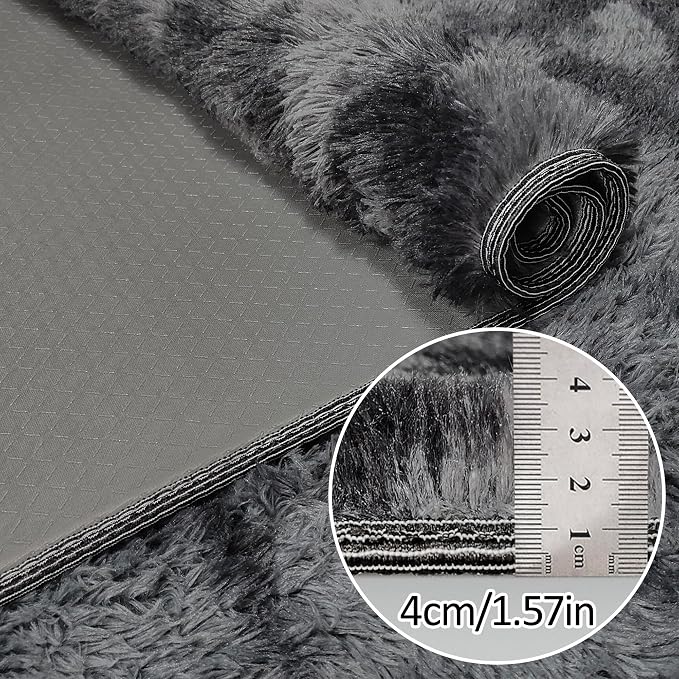 Black Grey Tie-Dyed Rug for Living Room 8x10 Fluffy Area Rug Mat Bedside Throw - Image 5