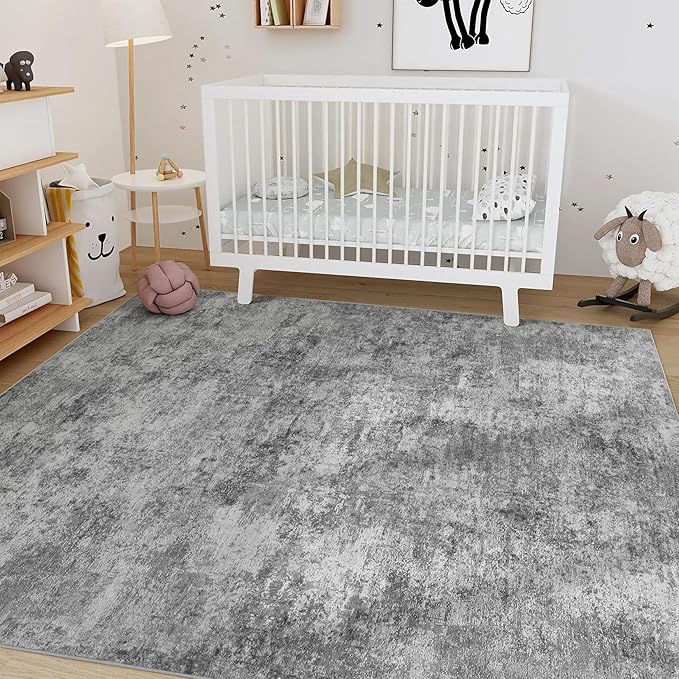 Nakagishi 5x7 Area Rugs Living Room: Washable Abstract Large Neutral Soft Rug - Image 6