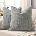 decorUhome Neutral Grey Chenille Throw Pillow Covers 18x18 Set of 2 Textured by decorUhome