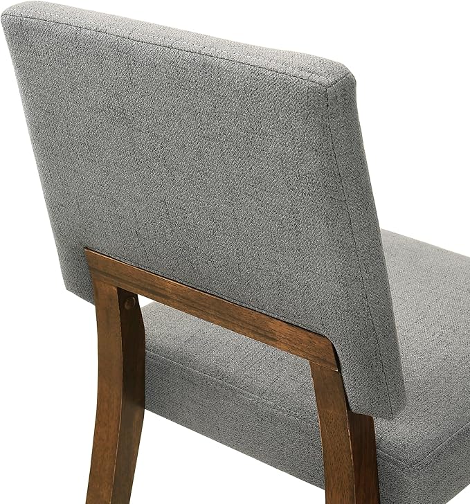 Armen Living Channell Mid Century Modern 5 Piece Walnut Wood Dining Table Set with Charcoal Fabric