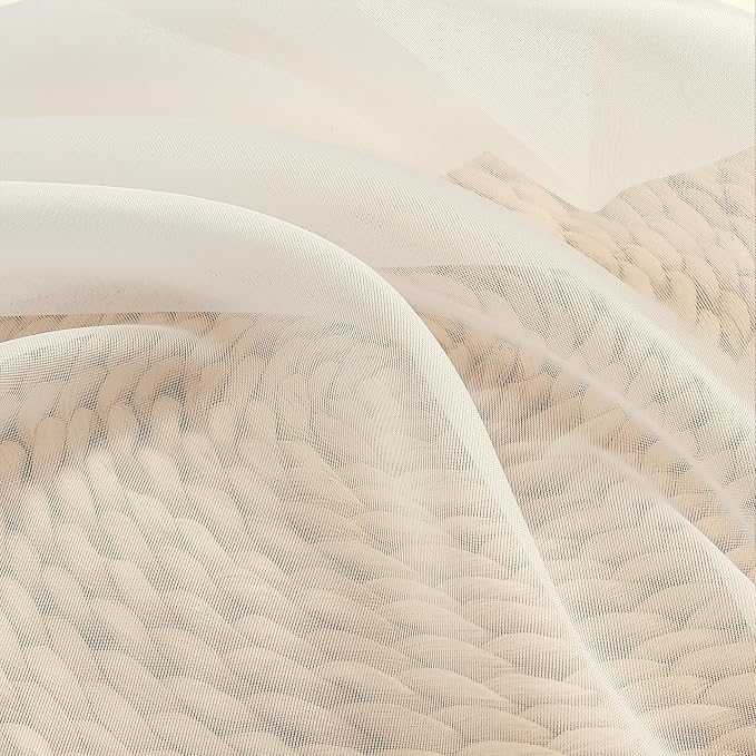 Chyhomenyc Cream Sheer Curtains 108 Inches Long - Image 6