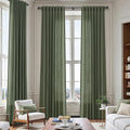 Nanspring Olive Green Linen Curtains by Nanspring