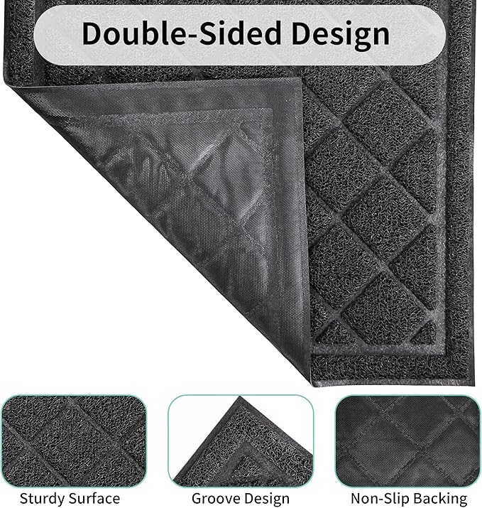 Front Door Mat Indoor Outdoor, 48" x 30" Non Slip Welcome Doormat for Entryway, Heavy Duty Low Profile Entrance Rug for High Traffic Areas, Patio, Outside Entry, Yard, Porch Waterproof