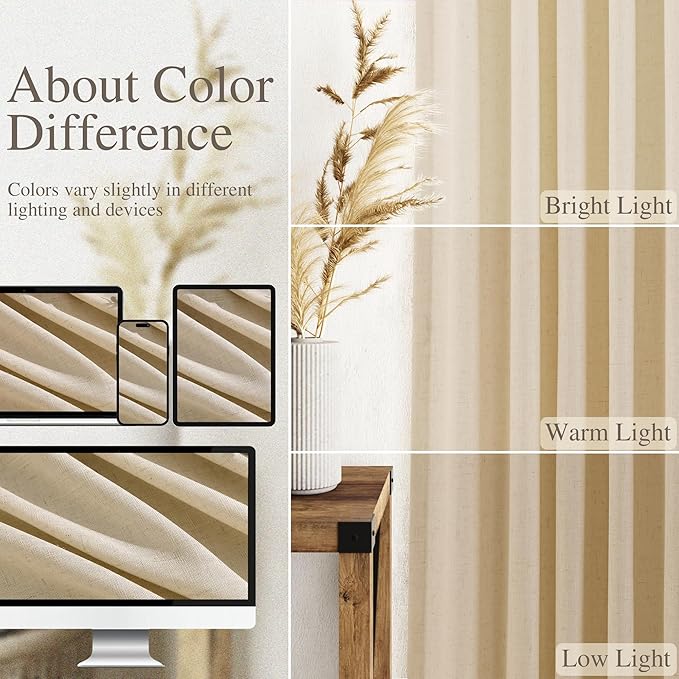 Tan Linen Curtains 96 Inches Long - Image 3