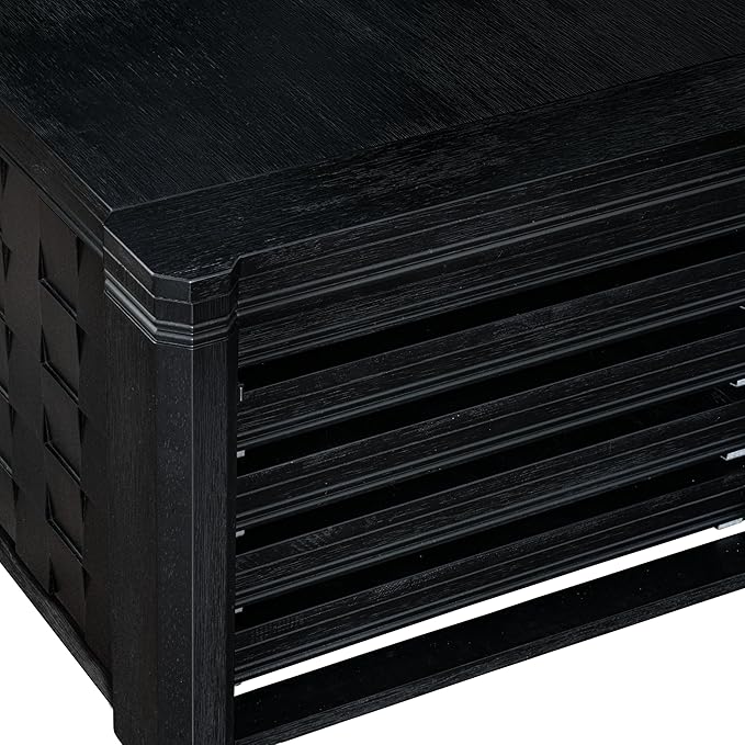 X07SI-BC6-48 - 10-Pc Dining Room Set a Rectangular Kitchen Table with a coffee Table and wooden Bench & 7 coffee Fabric Dining Chairs, 39x120 Inch, Wire Brushed Black