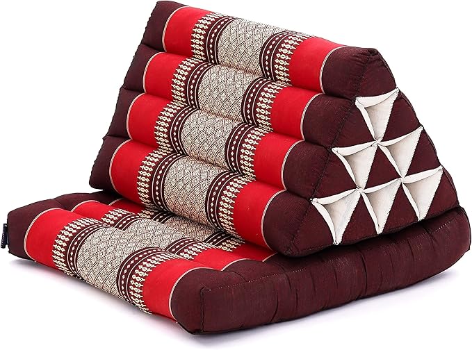 Leewadee 1-Fold Mat with Triangle Cushion – Comfortable TV Pillow, Foldable Mattress with Cushion Made of Eco-Friendly Kapok, 30 x 20 inches, red