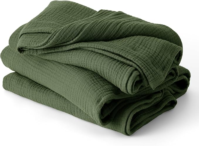 Bedsure 100% Cotton Muslin Throw Blanket Large 50x70 Inches by BEDSURE