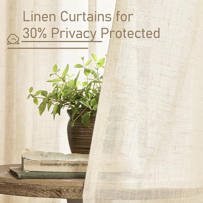 LAMIT Beige Linen Curtains 84 Inch - Image 6