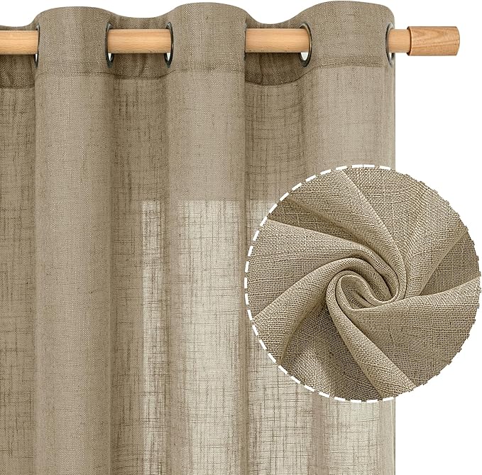 LAMIT Linen Curtains 63 Inch Length 2 Panels - Image 2