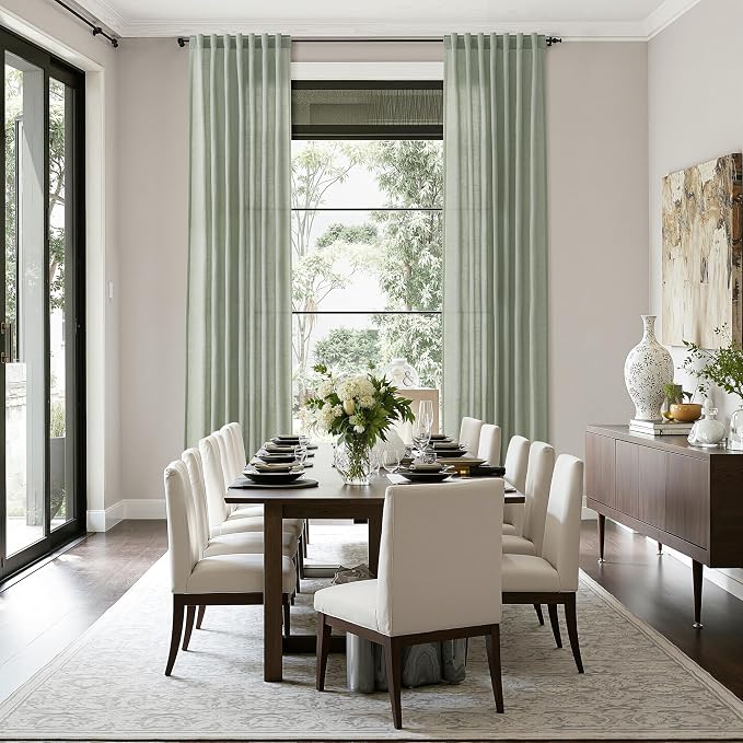 Desert Sage Linen Curtains for Living Room 94 Inches Long Light Filtering Semi - Image 8