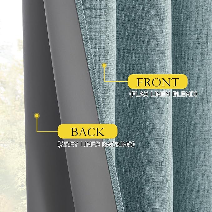 NICETOWN 100% Absolutely Blackout Linen Curtains - Image 5