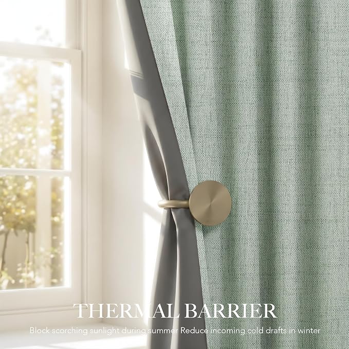RYB HOME Sage Green 100% Blackout Curtains 108 inches Long, Thermal Insulated - Image 5