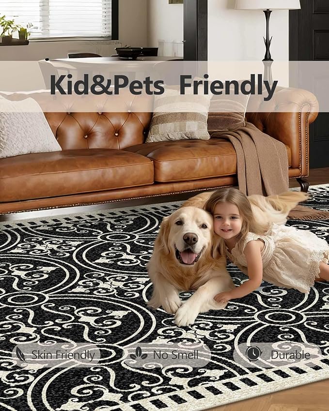Latte&Fog 8x10 Area Rugs for Living Room, Large Vintage Washable Rug, Boho Non - Image 7