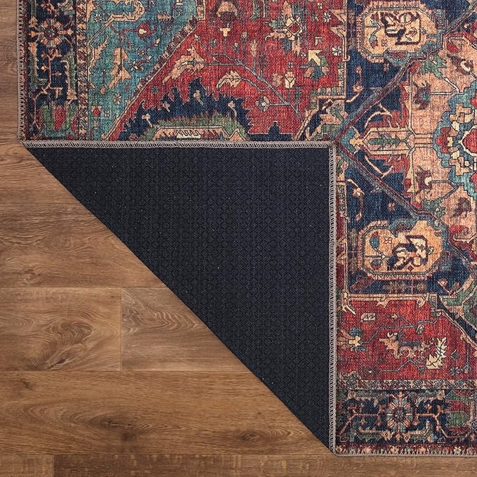Keen Home Design 10x14 Rug - Machine Washable Area Rug with Non-Slip Backing, Ideal for Living Room, Dining Room, Bedroom - Vintage, Easy Clean, Durable, Low Pile Rug - (9'7" x 14')