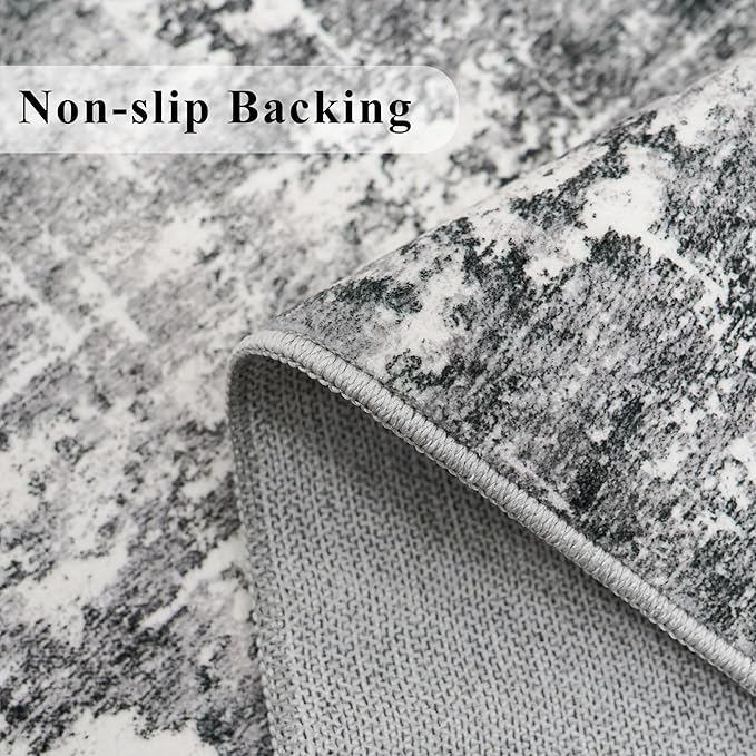 Washable 12ft Kitchen Area Rug: Abstract Entryway Rug Runner Soft Bedroom - Image 3