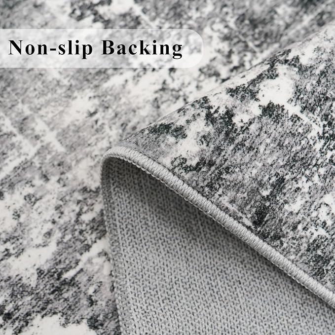 Abstract 2x4 Entryway Area Rugs: Washable Water Resistant Kitchen Rug Non-Slip - Image 3