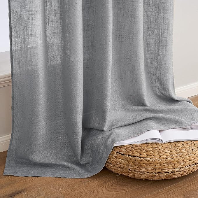 MIULEE Grey Linen Curtains 96 Inch Long - Image 7