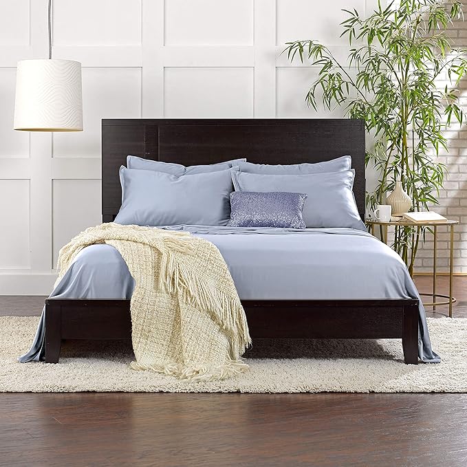 Short Queen Sheets by Pure Bamboo for RV Camper (60"x75") - Genuine 100% Organic Viscose Derived from Bamboo Bed Sheet Set, Soft & Cooling, Lifetime Quality Promise (Short Queen, Sterling Blue)