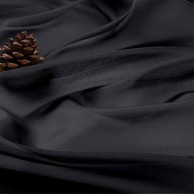 OWENIE Black Sheer Curtains 72 Inches Long 2 Panels Set, Transparent Voile - Image 8