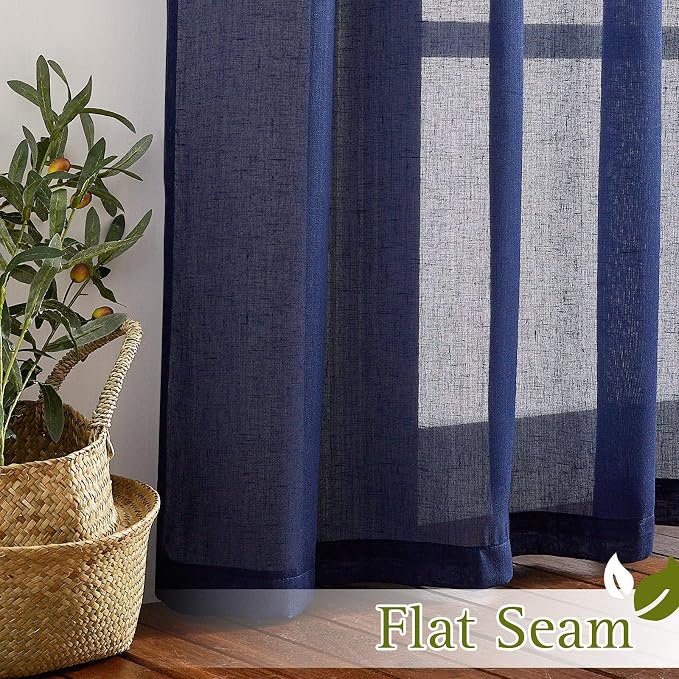 NICETOWN Living Room Curtains 63 inch Length, Grommet Semi Sheer Linen Curtains - Image 6