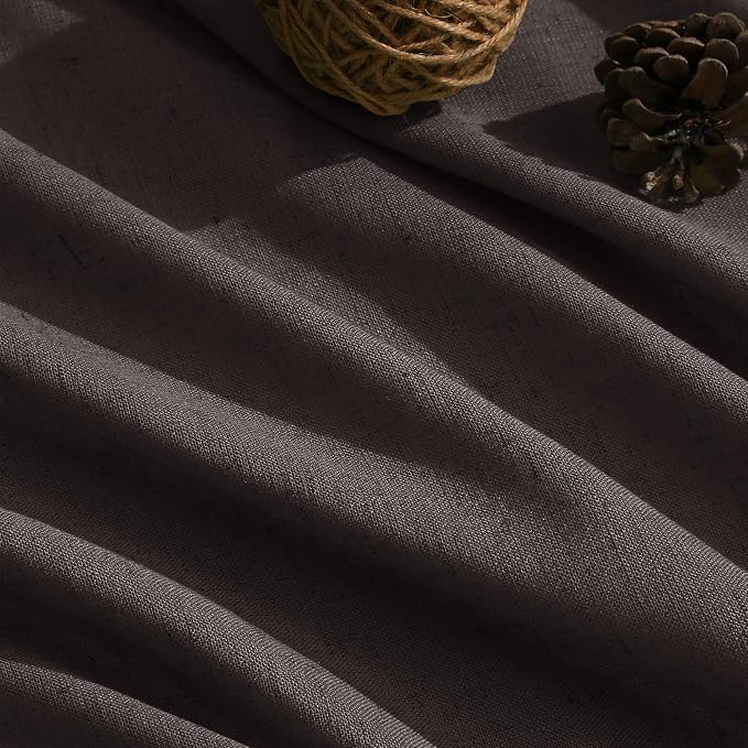 Nanspring Cocoa Coffee Curtains 102 Inches Long, Back Tab Linen Blend Light - Image 5