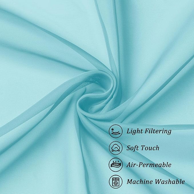 Chyhomenyc Sheer Curtains 36 inch Length 2 Panels Set, Light Filtering Voile - Image 7