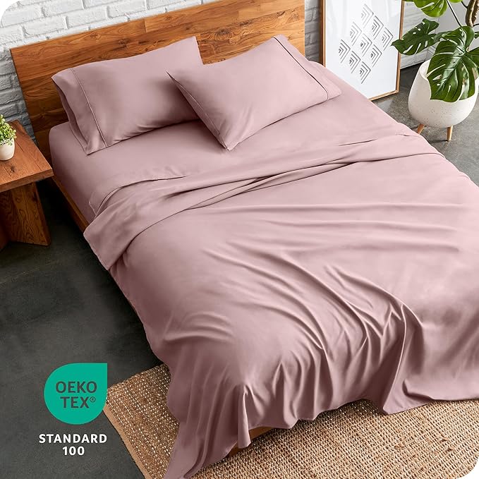 Bare Home Twin XL Sheet Set - 1800 Ultra-Soft Microfiber Twin Extra Long Bed Sheets - Double Brushed - Deep Pockets - Easy Fit - Extra Soft - 3 Piece Set - Bed Sheets & Pillowcases (Twin XL, Mauve)