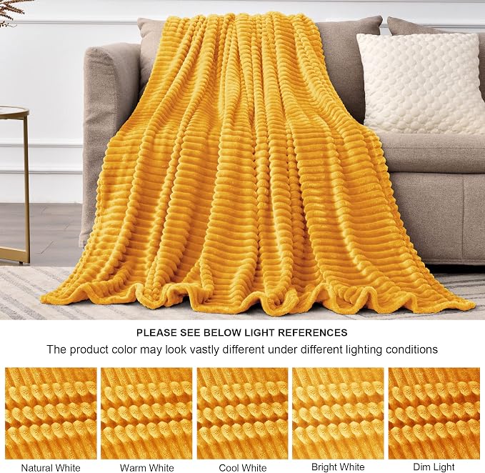 BEDELITE Fleece Blanket Twin Size – 3D Ribbed Jacquard Soft and Warm Decorative - Image 7