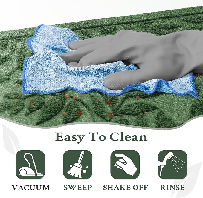 Green Leaves Outdoor Indoor Entrance Doormats, Absorbent Durable Heavy Duty - Image 8