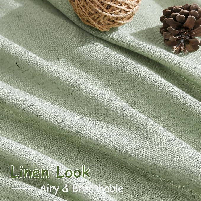 Extra Long Mist Sage Linen Curtains 120 Inch - Image 5