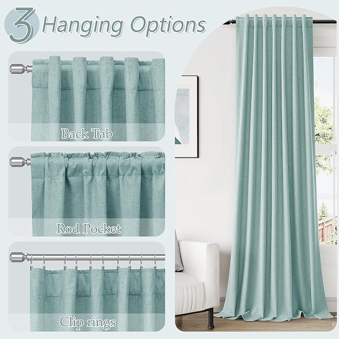 Guken 100% Blackout Linen Curtains 120 Inch Length 2 Panels Set - Image 8