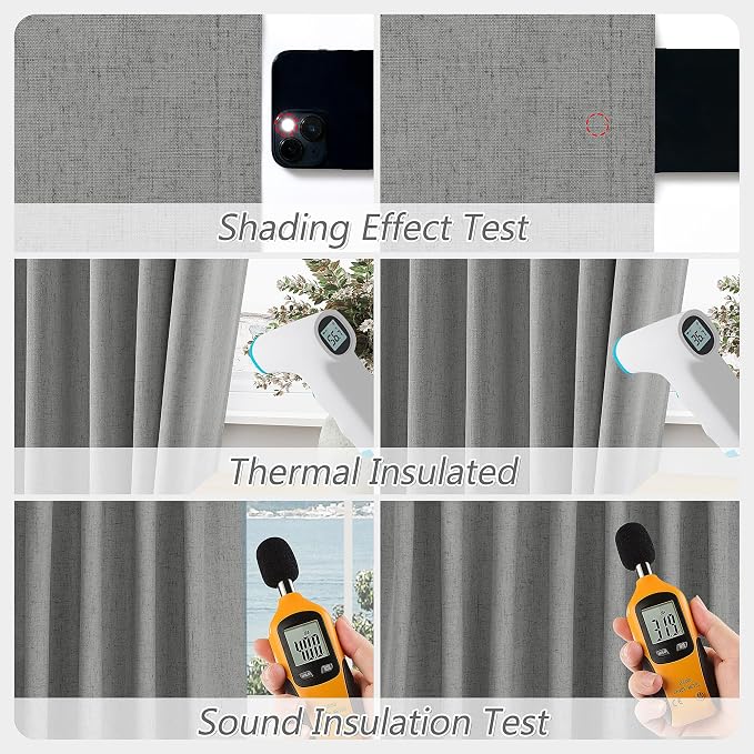 Guken 100% Blackout Linen Curtains 108 Inch Length 2 Panels Set - Image 5