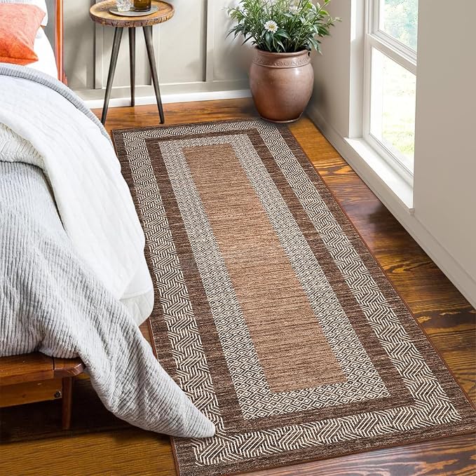 Washable 2.5x10 Kitchen Runner Rug, Easy Clean Geometri Rugs - Image 2
