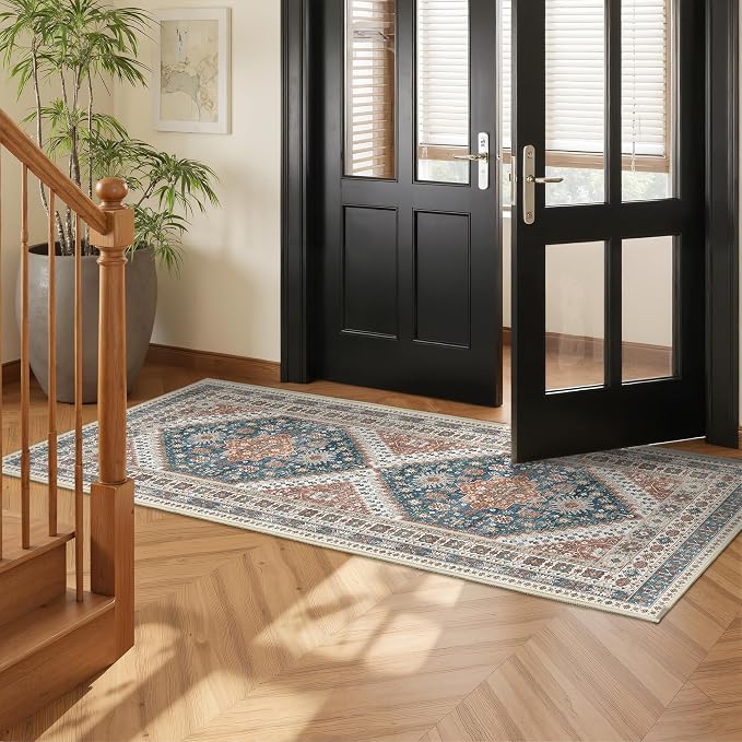 2x5 Rug Runner Washable for Entryway, Soft Bathroom Rugs by Restydon