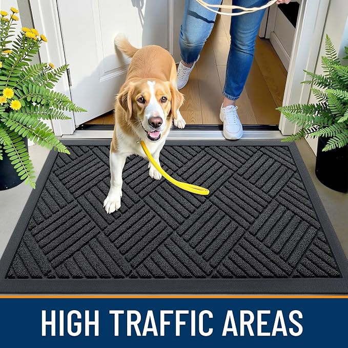 OLANLY Front Door Mat Outside Entrance 47x17, Heavy Duty Sturdy Natural Rubber - Image 5
