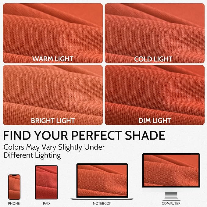 Extra Long Curtain Bright Orange Morden Linen Blend Light Filtering Back Tab - Image 4