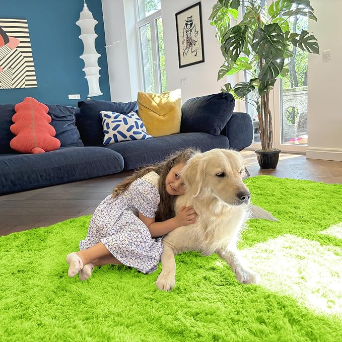 OLANLY 3x5 Machine Washable Small Bedside Rug, Soft Fluffy Shaggy Rugs - Image 8